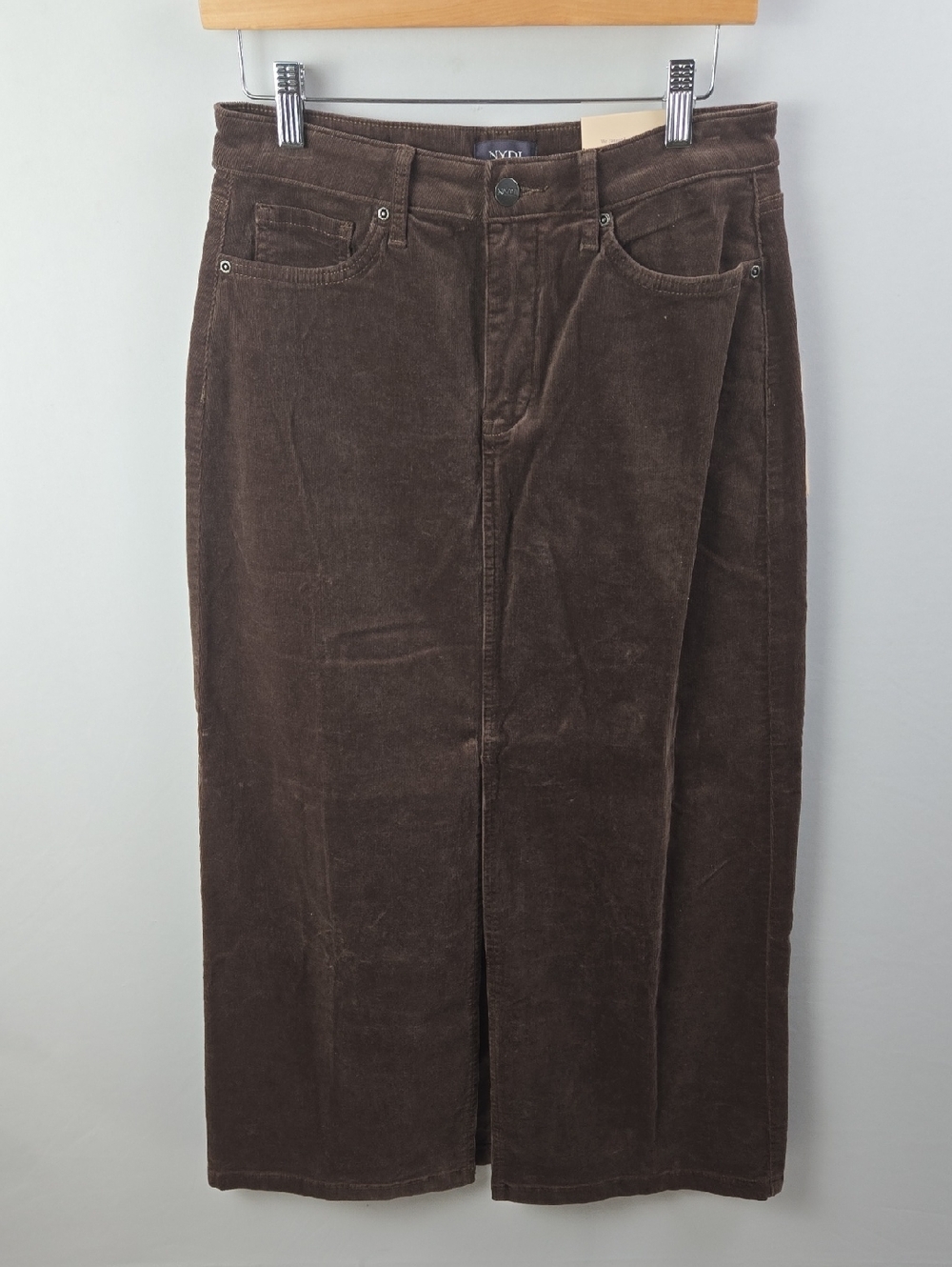 NYDJ High-Rise Long Corduroy Skirt - Coffee Bean Sz 4 Cabincore Cottagecore Boho